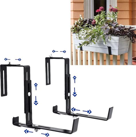 adjustable window planter box single metal bracket|adjustable deck rail planter brackets.